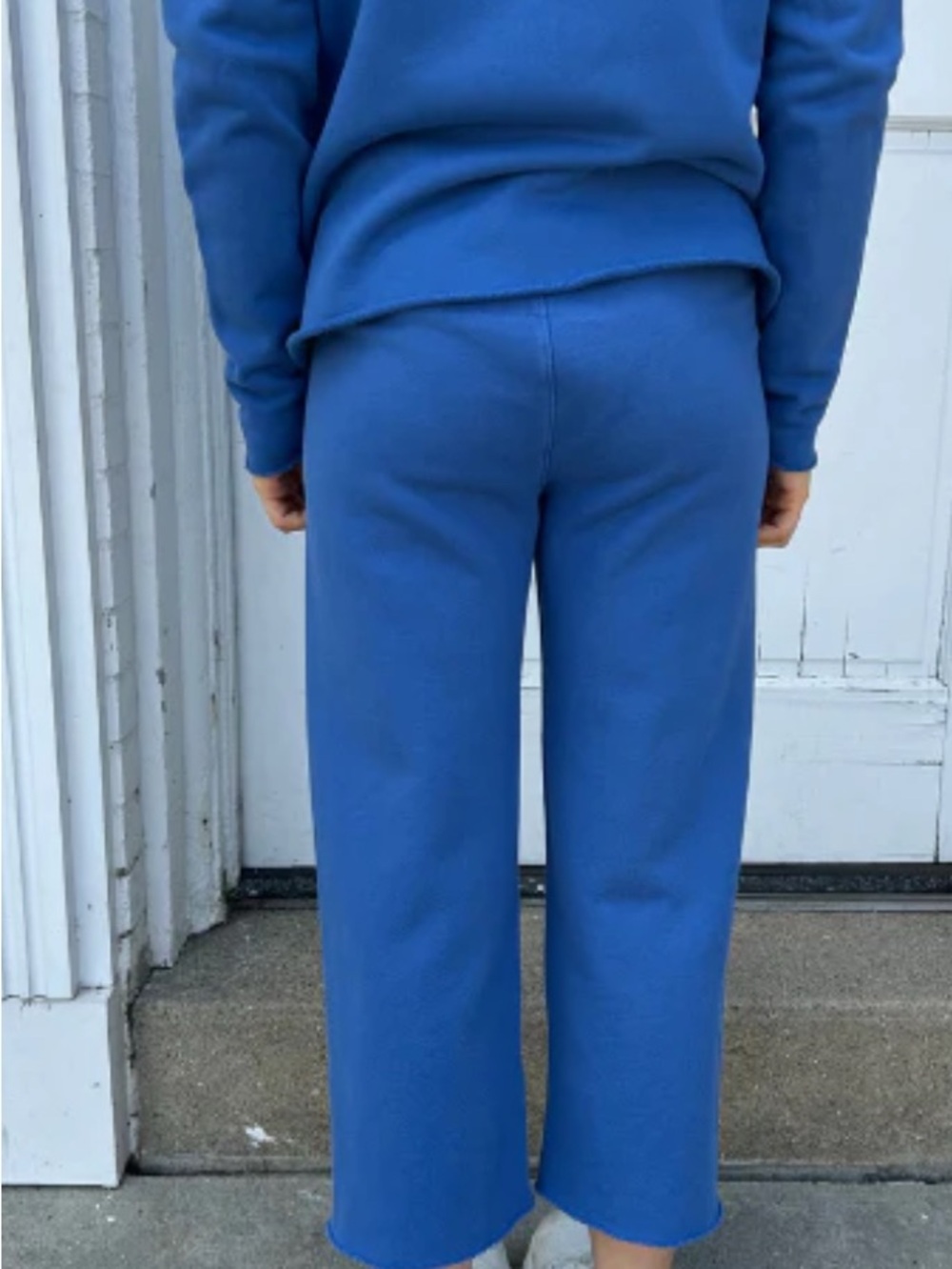 Frank & Eileen Catherine Favorite Cropped Sweatpants Bluebird Medium 100% Cotton - Picture 2 of 6
